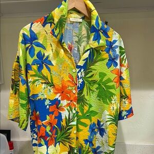 ILLA ILLA Green and Blue Floral Blouse